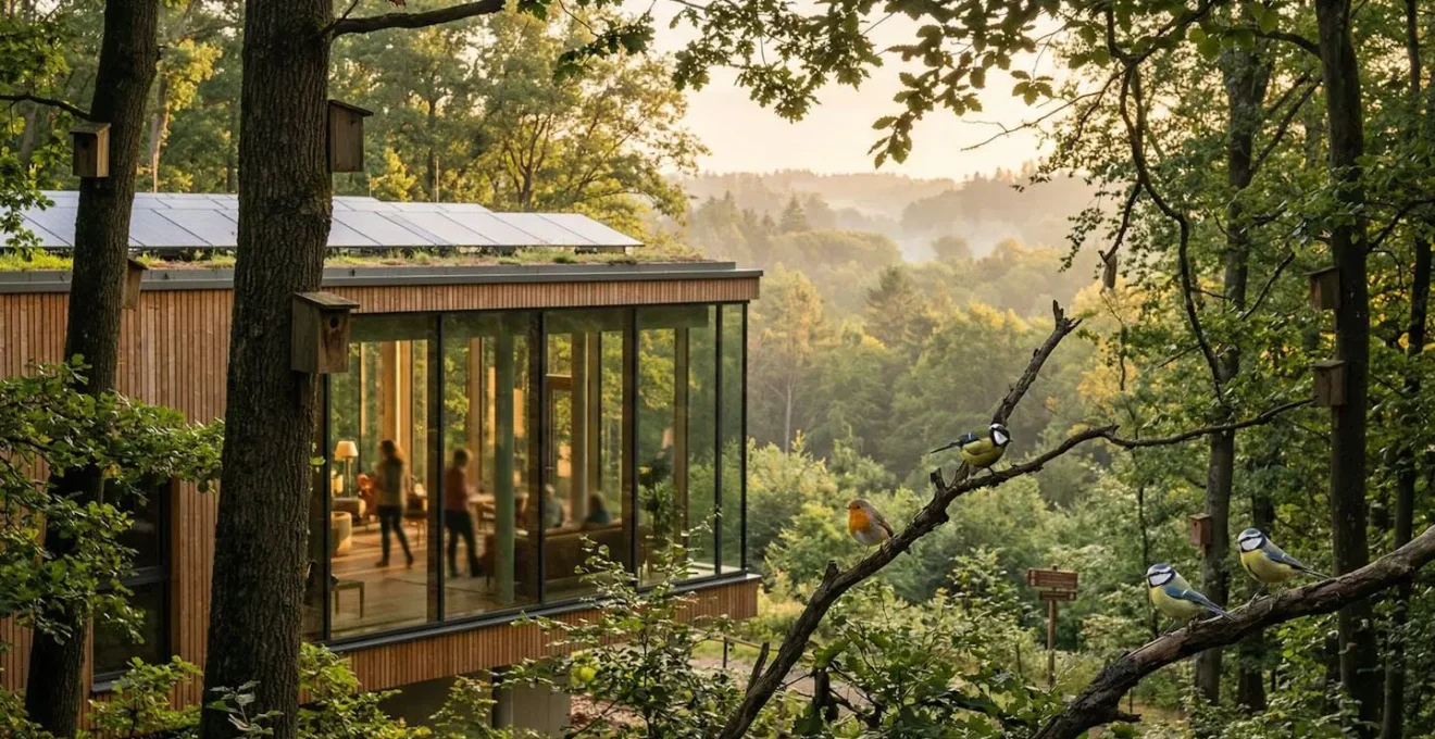 Hotelgäste beobachten Vögel im Naturschutzgebiet mit respektvollem Abstand