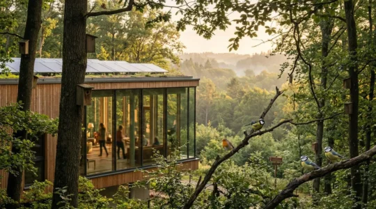 Hotelgäste beobachten Vögel im Naturschutzgebiet mit respektvollem Abstand