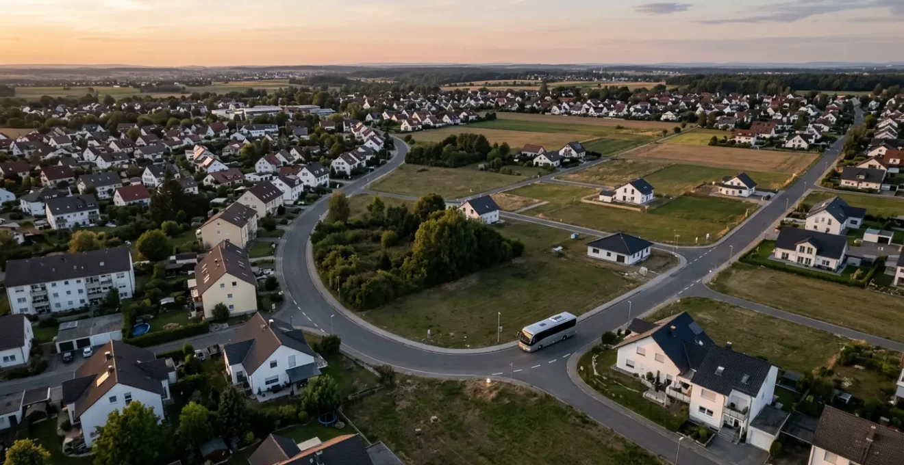 Ride-Pooling-Fahrzeug in der Vorstadt mit niedriger Nachfragedichte