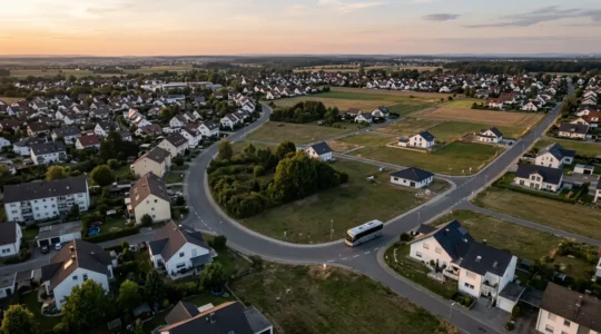 Ride-Pooling-Fahrzeug in der Vorstadt mit niedriger Nachfragedichte