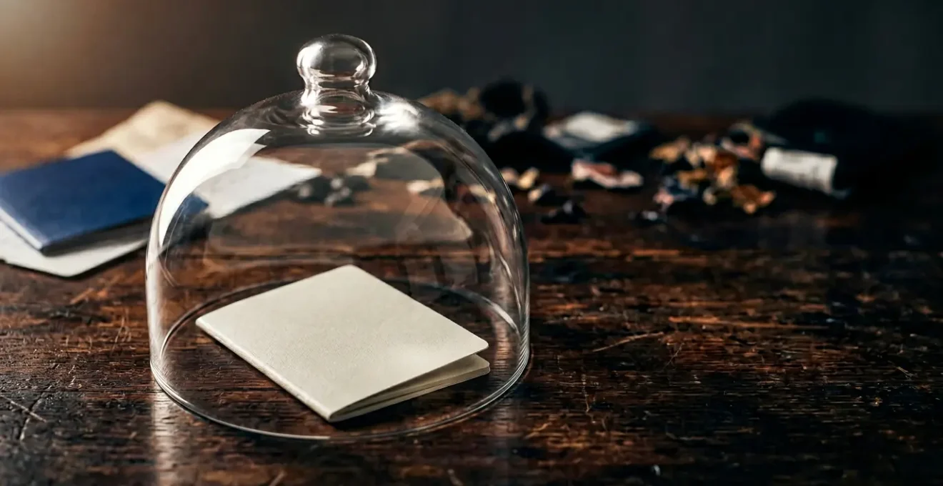 Reisedokument mit Versicherungssymbol als Schutzschild vor finanziellen Risiken