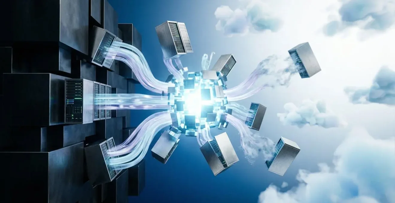 Abstrakte Darstellung der digitalen Unabhängigkeit von Cloud-Anbietern