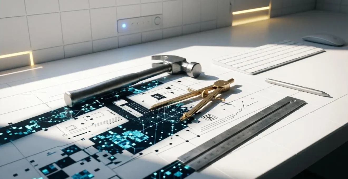 Digitaler Werkraum im Bauhaus-Stil statt bunter Shopping-Mall