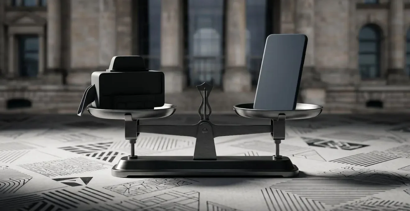 Symbolische Darstellung der regulatorischen Balance zwischen Taxis und Ride-Pooling