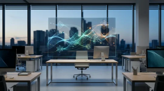 Modernes Marketing-Dashboard zeigt ROAS-Metriken in einer cookiefreien Welt mit abstrakten Datenvisualisierungen