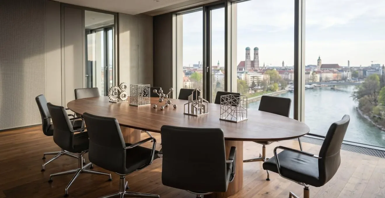 Board-Meeting mit deutschen Industrie-Experten und Tech-Investoren in Münchner Startup-Büro